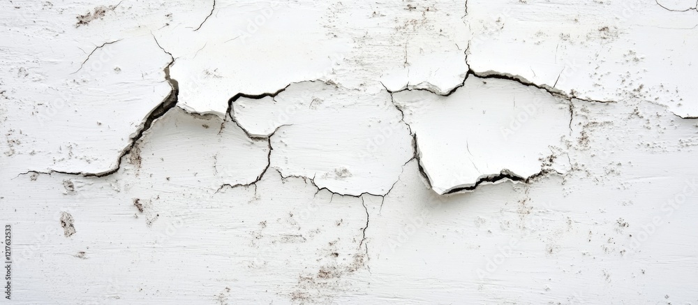 Fototapeta premium Cracked and Peeling White Paint Texture on Wood Surface with Copy Space