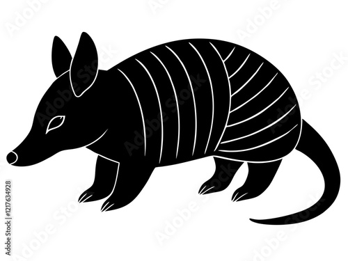 armadillo black silhouette vector, Simple silhouette Design vector icon with white background. Wild Animal Vector.	 photo