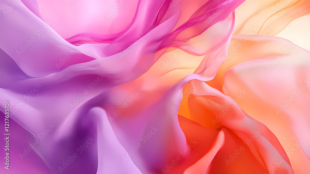 Fototapeta premium Abstract background composed of colored ribbon smoke, solid color abstract art background, silk and waves. Mystic Wave. Illustration