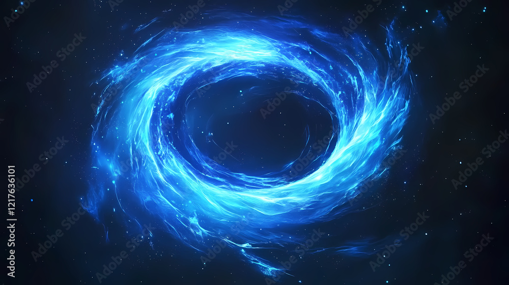 Abstract blue energy vortex with glowing light in dark space. Mystic Wave. Illustration Abstract blue energy vortex with glowing light in dark space. Mystic Wave. Illustration