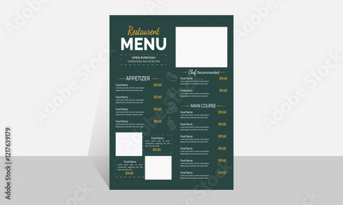 Elegant restaurant food menu template.