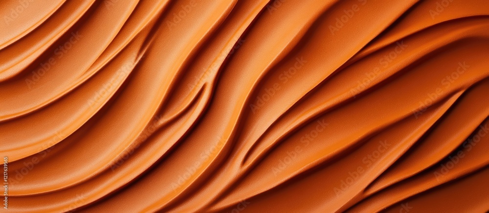 Obraz premium Textured orange fabric background with flowing waves and folds providing ample copy space for design elements.