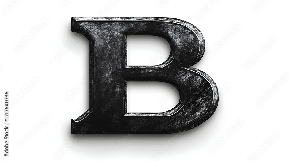 Black Metal Letter B Three Dimensional Render Black Metal Letter B Three Dimensional Render