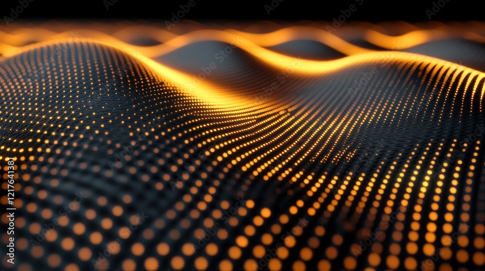 Obraz premium Golden Data Waves Flowing, Abstract Background