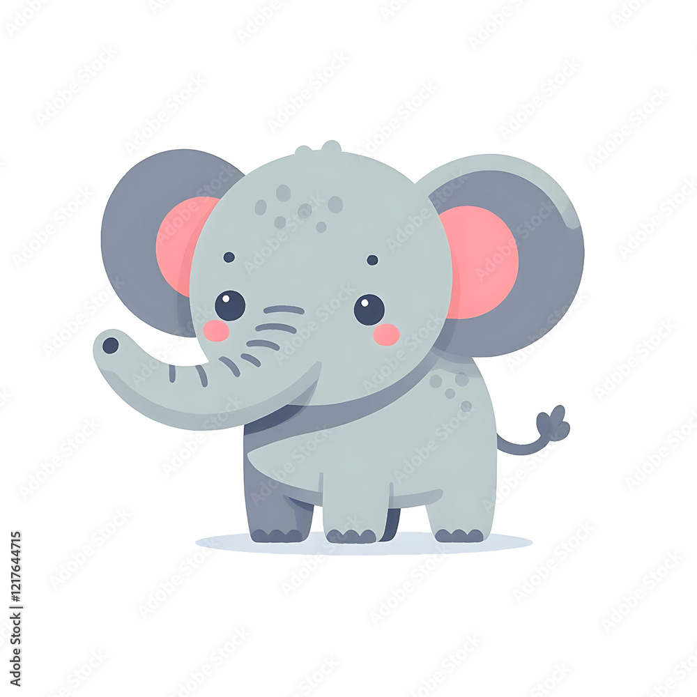 Fototapeta premium Adorable Elephant Art: Cute Cartoon Wildlife for Children's Nursery Decor