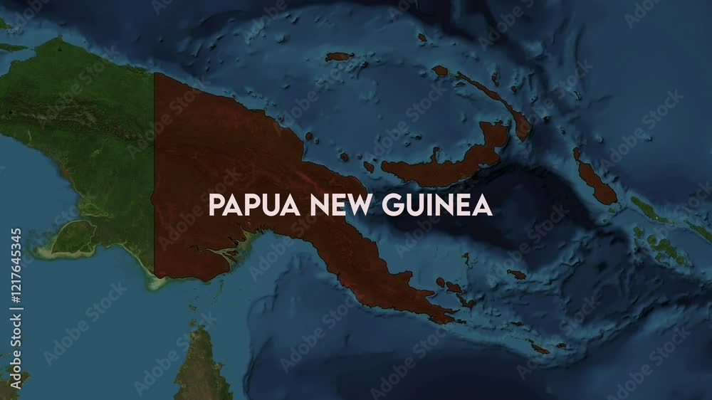 Zoom From Earth To Papua New Guinea World Map Animation With Country 1000 F 1217645345 