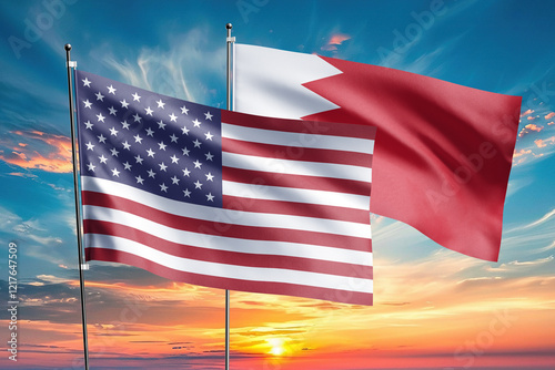 The flags of the United States and bahrain- are symbols of international relations
