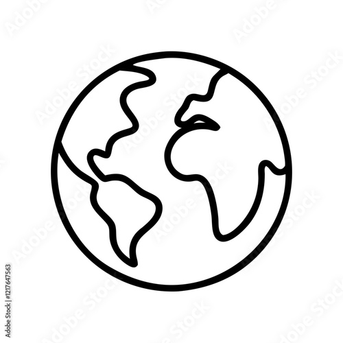 icon outline of Earth globe on white background
