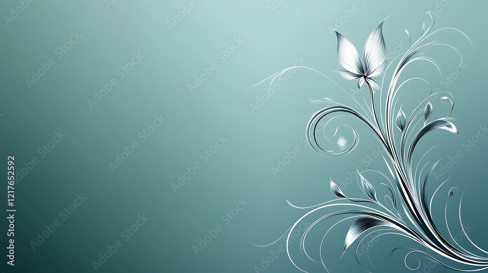 Elegant Floral Design with Butterfly Accents on Teal Background Elegant Floral Design with Butterfly Accents on Teal Background