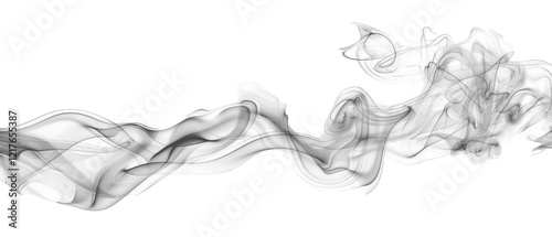 Realistic smoke steam, swirling and isolated on a white background, capturing its fluid, transparent