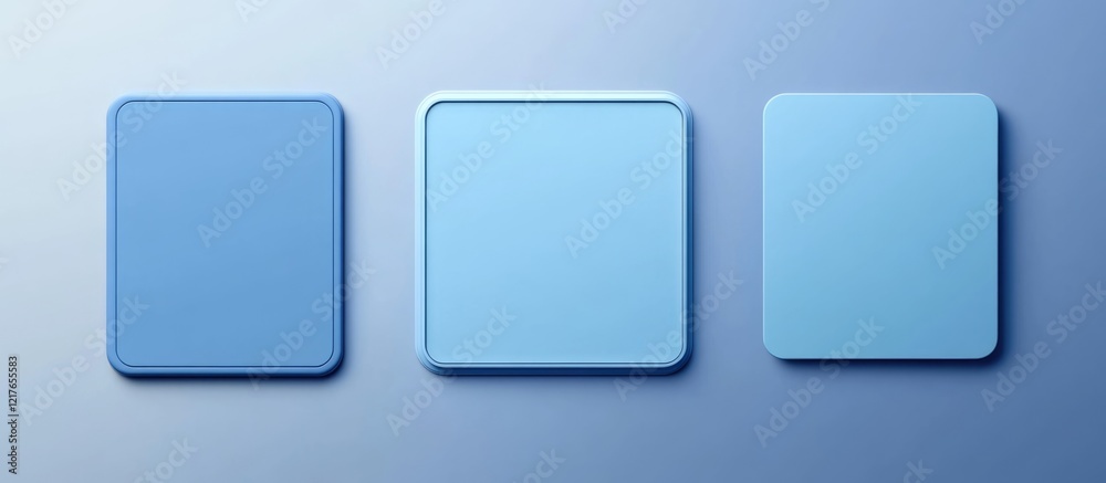Blank blue square and rectangular labels with copyspace for text on a smooth gradient background for product or promotional use Blank blue square and rectangular labels with copyspace for text on a smooth gradient background for product or promotional use