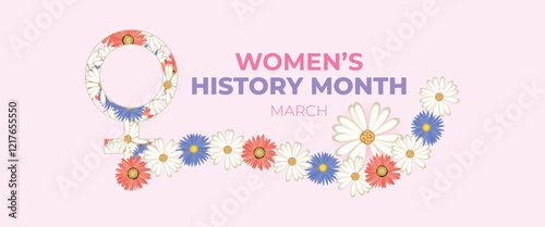 Women's History Month Celebration Banner. Womens History Month Background. Women's Contributions To Events In History and Contemporary Society Abstract Illustration Design