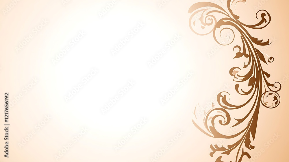 Elegant Brown Floral Design On Peach Background Elegant Brown Floral Design On Peach Background