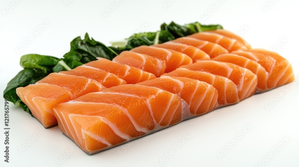 Fresh and Seared Salmon Tataki with Green Garnish Showcasing Culinary Elegance on a Minimalist Background Fresh and Seared Salmon Tataki with Green Garnish Showcasing Culinary Elegance on a Minimalist Background