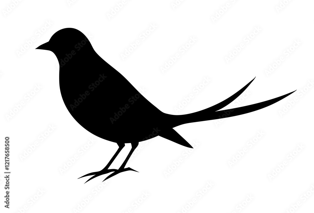 Fototapeta premium Bird black silhouette vector, bird on a brunch Simple silhouette Design vector icon with white background. Wild Animal Vector. Bird Vector 