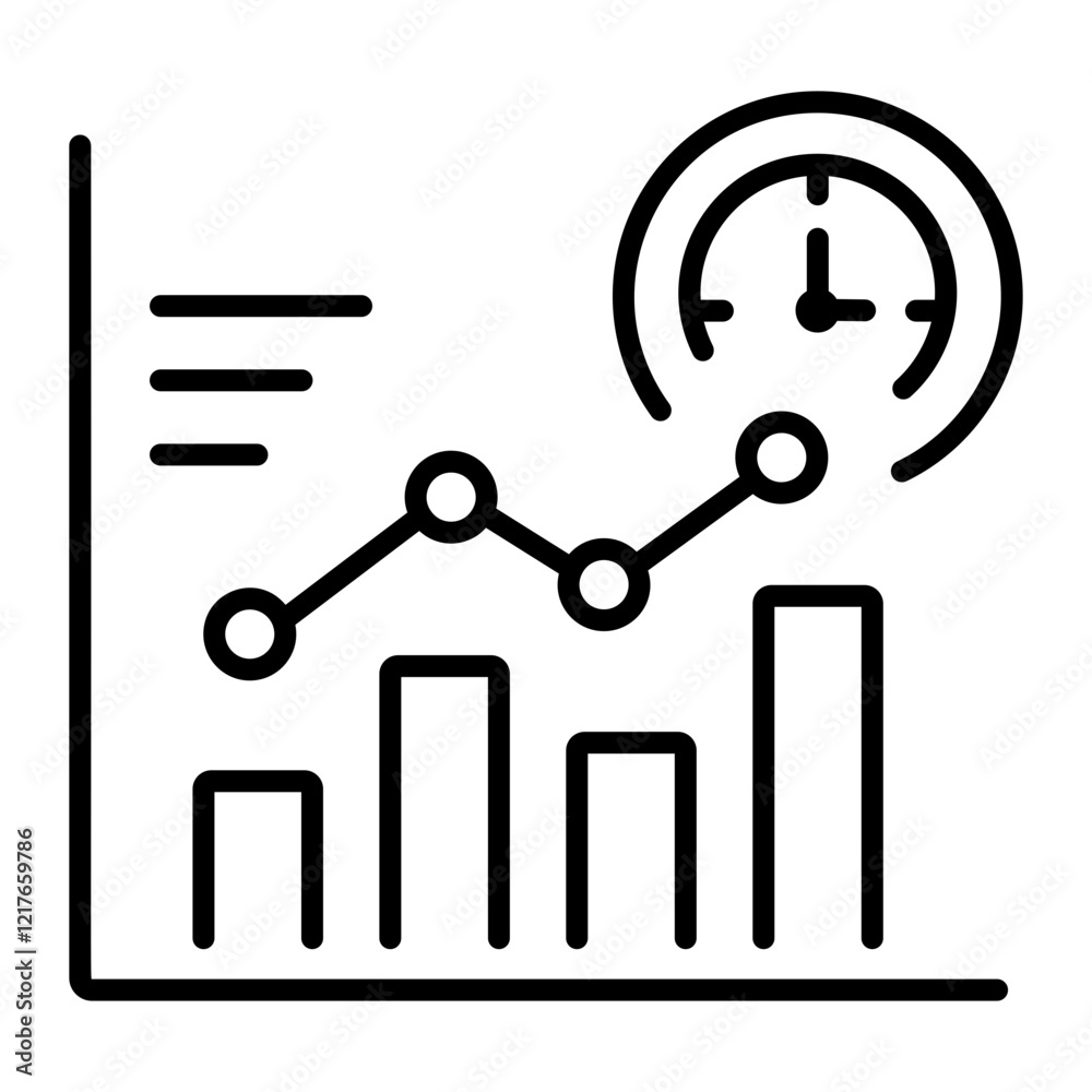 A linear icon of time analysis A linear icon of time analysis