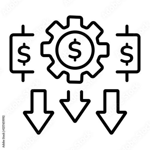 Low cost management icon in linear style 
