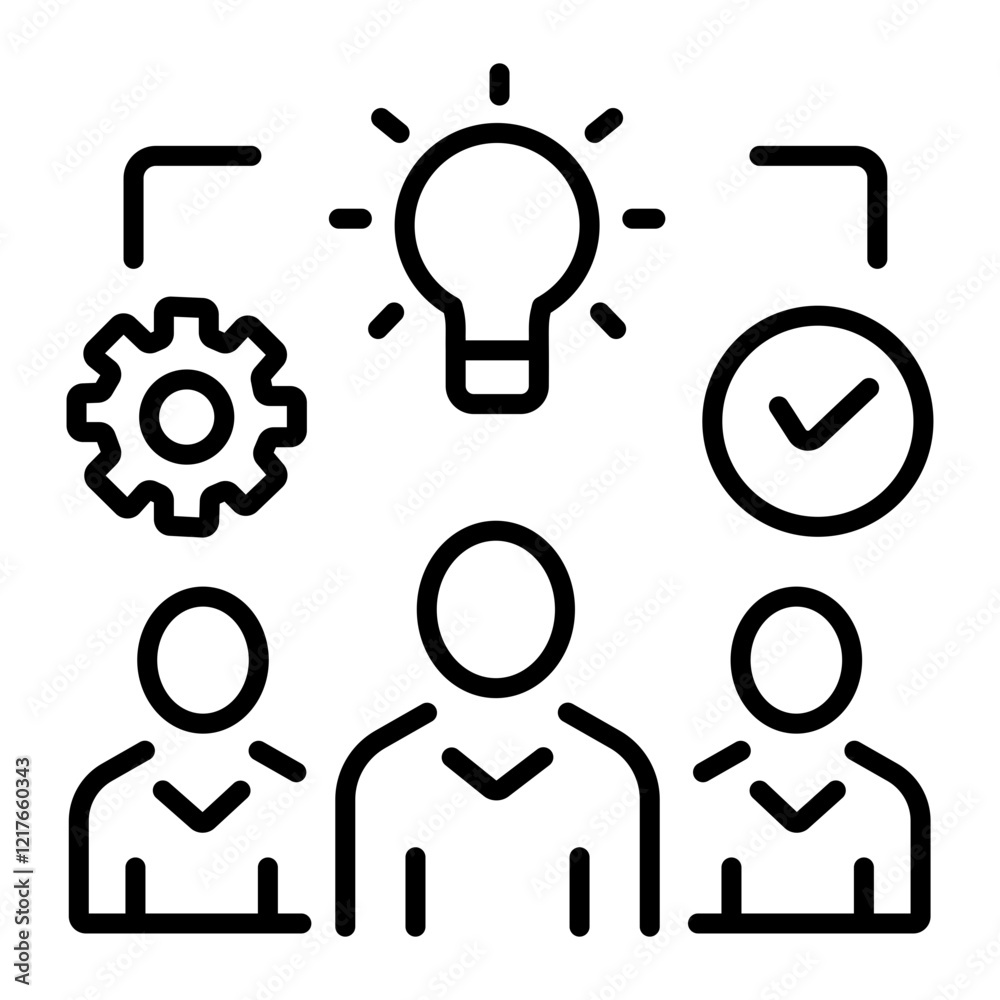 Team innovation icon in linear style Team innovation icon in linear style