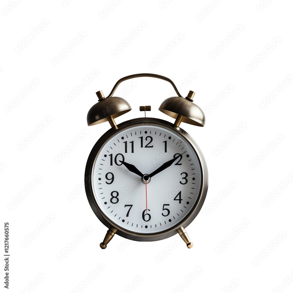 White-faced twin-bell clock isolated on transparent background. White-faced twin-bell clock isolated on transparent background.