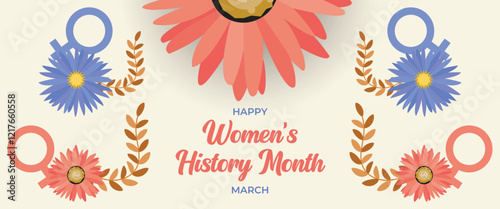 Women's History Month Celebration Banner. Womens History Month Background. Women's Contributions To Events In History and Contemporary Society Abstract Illustration Design