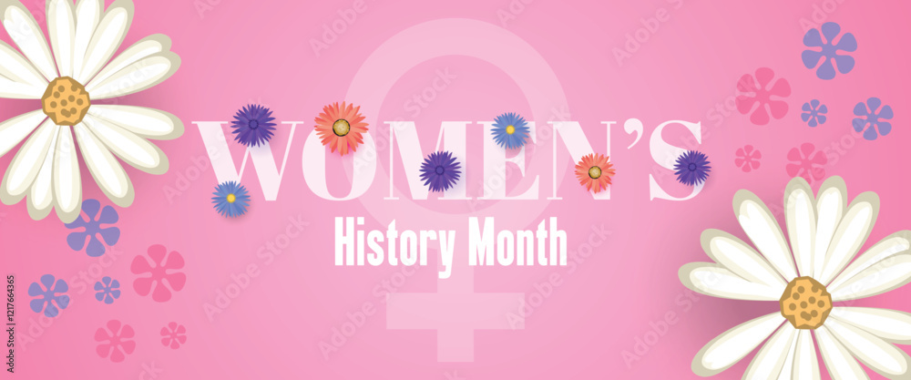 Women's History Month Celebration Banner. Womens History Month Background. Women's Contributions To Events In History and Contemporary Society Abstract Illustration Design Women's History Month Celebration Banner. Womens History Month Background. Women's Contributions To Events In History and Contemporary Society Abstract Illustration Design