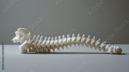 Chiropractic spinal model on plain background with space for text showcasing health and wellness in physical therapy and adjustment practices.