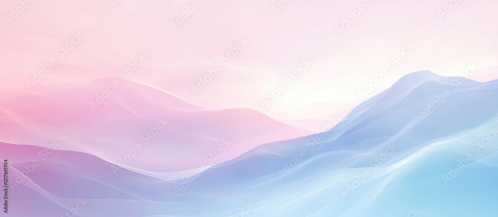 Fototapeta premium Soft pastel gradient abstract landscape with gentle waves and copy space for text.