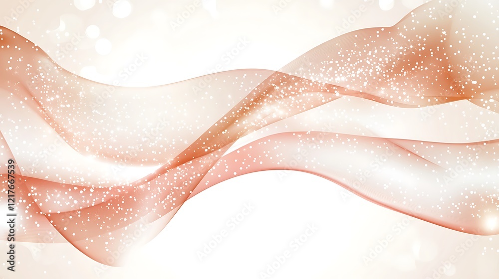Fototapeta premium Abstract peach waves with sparkling white dots background
