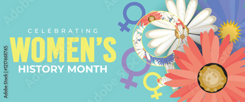 Women's History Month Celebration Banner. Womens History Month Background. Women's Contributions To Events In History and Contemporary Society Abstract Illustration Design