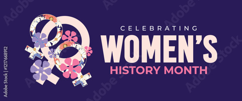Women's History Month Celebration Banner. Womens History Month Background. Women's Contributions To Events In History and Contemporary Society Abstract Illustration Design