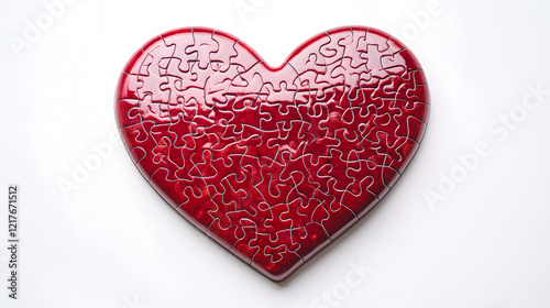 ? Couple?s heart-shaped puzzle with a special message in the center isolated on white background in HD