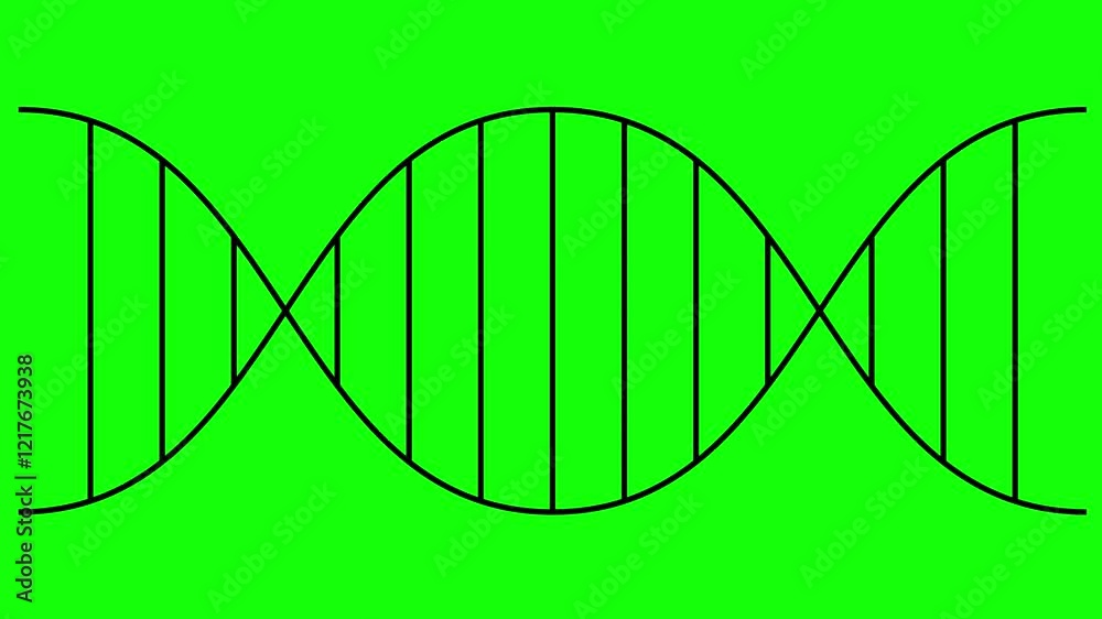 Animated line black icon of gene. Linear medical symbol is drawn. Concept of DNA, genetics, medicine, genetic engineering. Looped video. Vector illustration isolated on green background. Animated line black icon of gene. Linear medical symbol is drawn. Concept of DNA, genetics, medicine, genetic engineering. Looped video. Vector illustration isolated on green background.