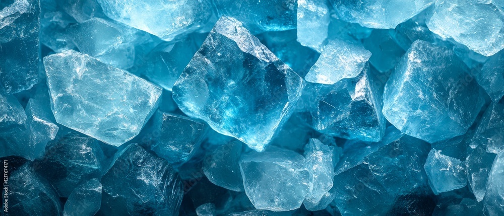 Close-Up of Vibrant Blue Ice Chunks Close-Up of Vibrant Blue Ice Chunks