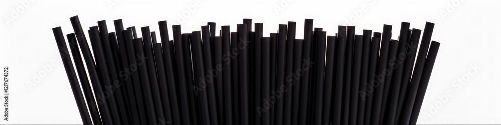 Black Straw for Classic Drinks. Retro Single Straw with Black Colours on Isolated White Background Black Straw for Classic Drinks. Retro Single Straw with Black Colours on Isolated White Background