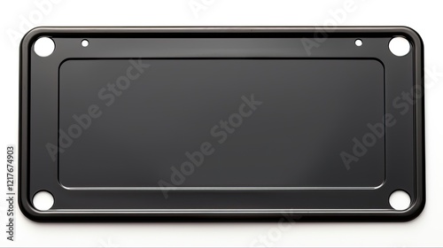 Blank Metal License Plate Frame Isolated on Black Background for Id and Automobile Identity