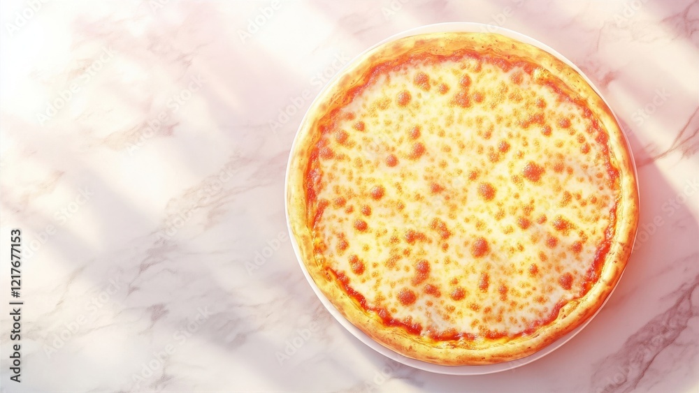 Delicious Classic Cheese Pizza on a Marble Surface Delicious Classic Cheese Pizza on a Marble Surface