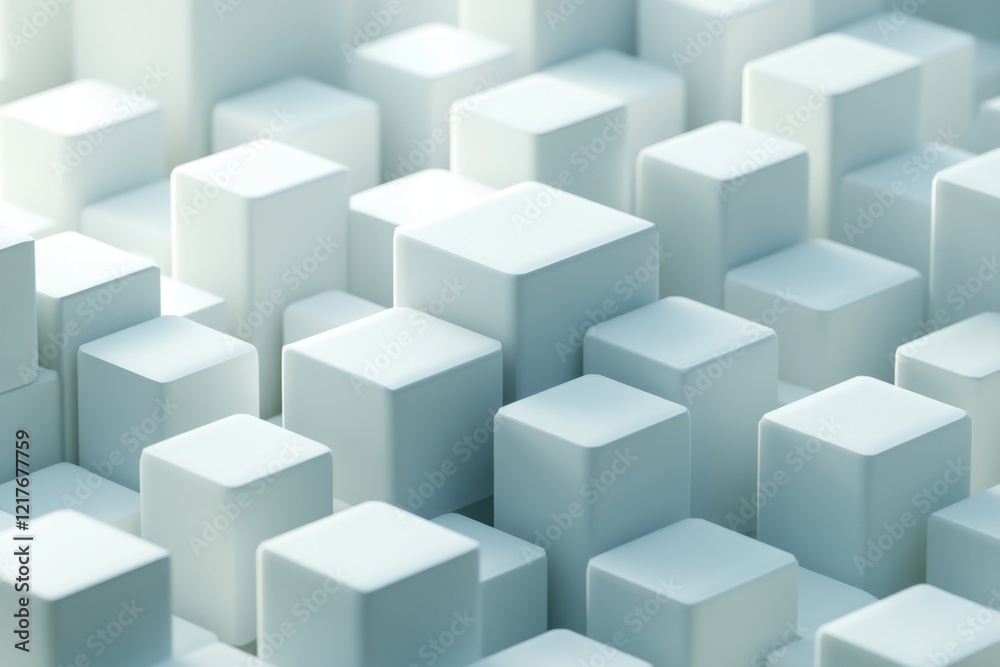 Abstract 3D Render White Cube Topography, Geometric Pattern, Minimalist Design Background Abstract 3D Render White Cube Topography, Geometric Pattern, Minimalist Design Background