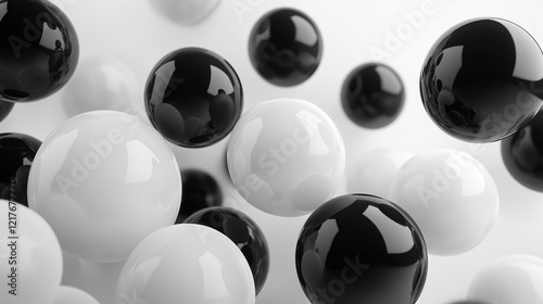 A smooth black and white balls in white  background blending seamlessly from one color to another, creating a soft, modern, and visually appealing transition.