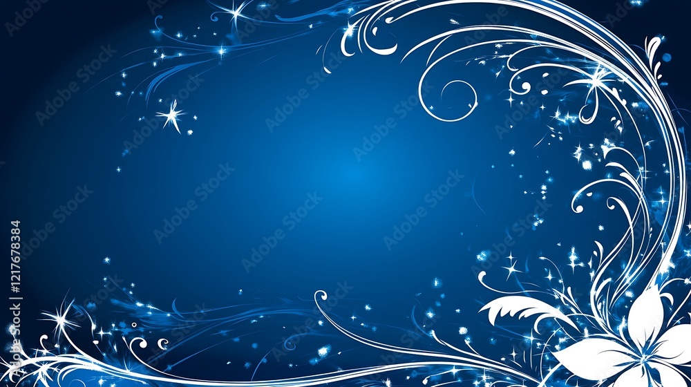Abstract Blue Floral Design With Sparkling Lights Abstract Blue Floral Design With Sparkling Lights