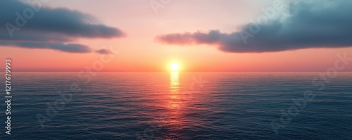Serene Sunset Over Calm Ocean Waters with Vibrant Sky Colors