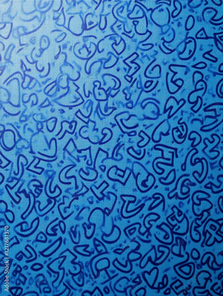 Fototapeta premium Abstract blue background with artistic hand-drawn irregular shapes