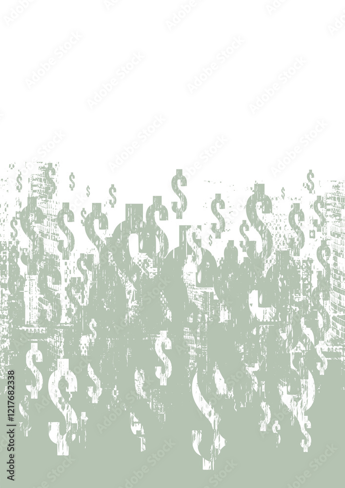 Fototapeta premium Vector abstract background in A4 format on the theme of banking, finance and money with a dollar sign on a grunge texture and a place for an inscription