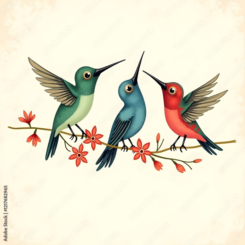 Obraz premium Stylized Hummingbirds image