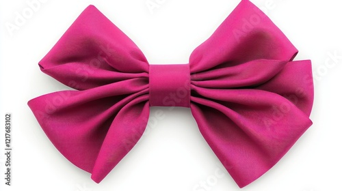A high-resolution bright pink ribbon bow front view, isolated as PNG cutout on a white background with sharp, smooth edges.