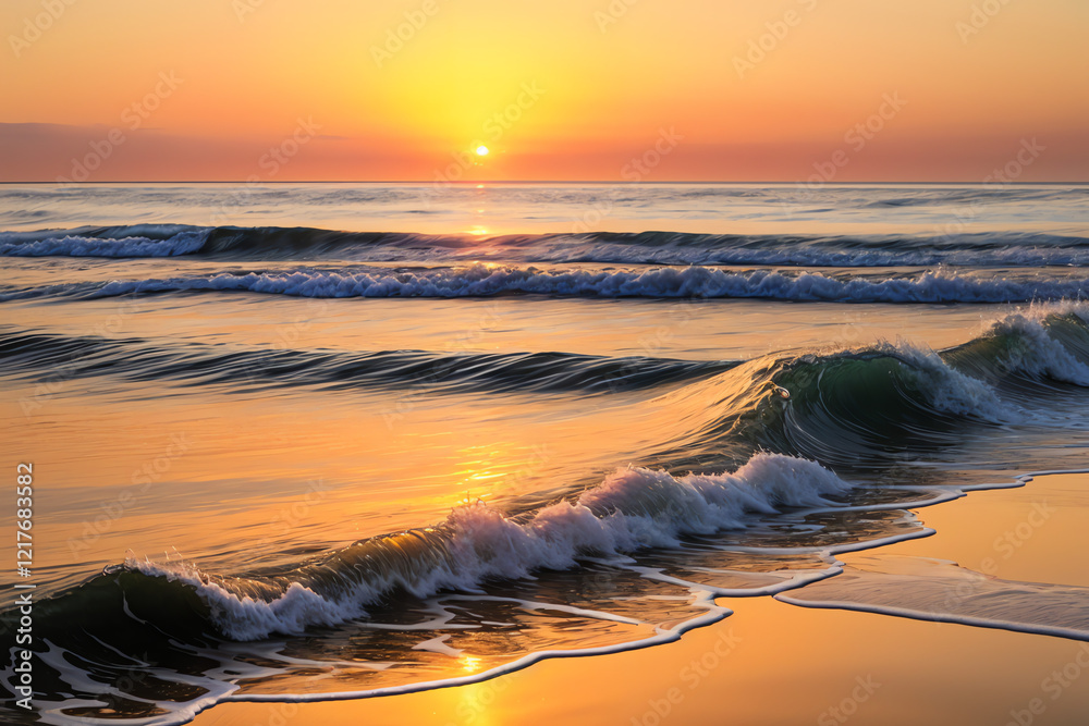 Golden sunset over a calm ocean Golden sunset over a calm ocean