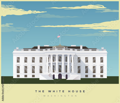 Neoclassical Style - The White House - Washington  D.C. - Stock Illustration