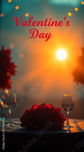 dinner for two, valentines background with hearts, valentines day card