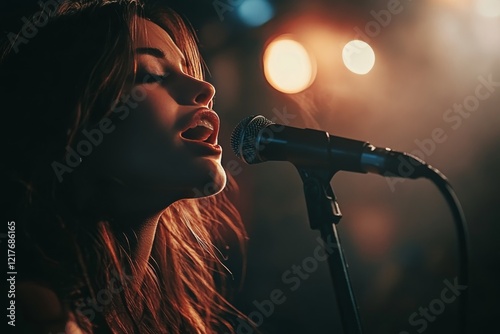 Singer performing passionately on stage during a lively night at a music venue
