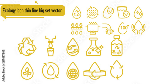 Ecology icon thin line big set vector