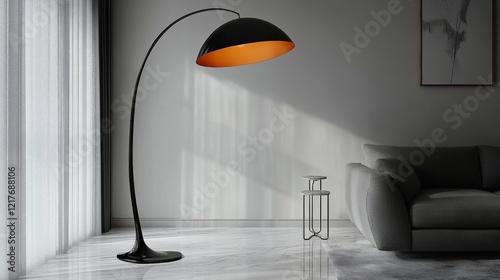 Modern floor lamp with unique design enhancing interior decor in stylish livi...